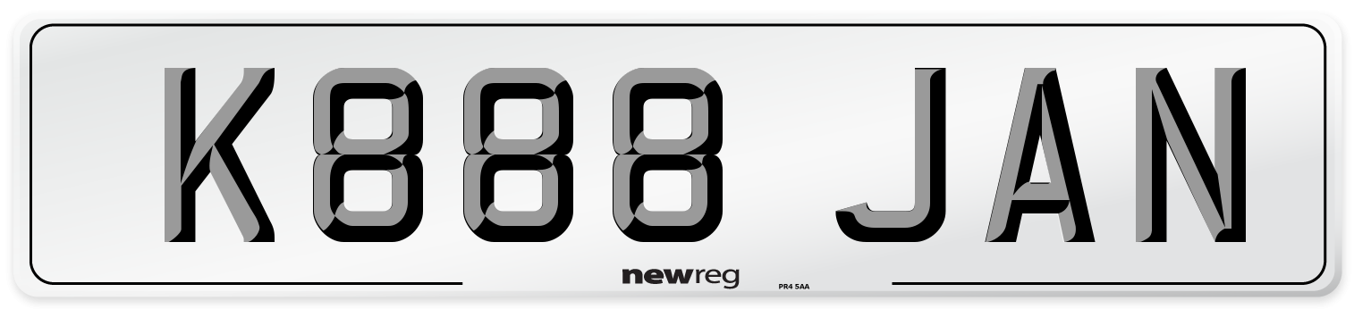 K888 JAN Number Plate from New Reg